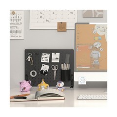 HUHOLE Clamp On Desk Pegboard 32″ x 12″ (Complete Kit)-No Drill Metal Desktop…