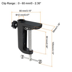 0.49″ Hole Dia. Universal C-Clamp Table Lamp Mic Arm Mount Desk Clamp Black