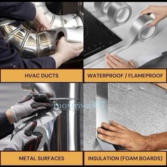 2 Rolls Aluminum Foil Tape 2″ x 150ft Adhesive HVAC Sealing Air Duct Patching