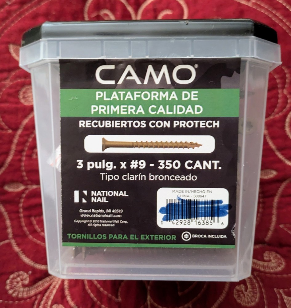 CAMO Premium Deck Screws #9 x 3″ — 350 Count — ProTech Coated — Bronze/Tan — New