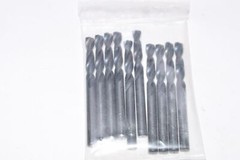 Pack of 10 NEW HSS 3/16” Drill Bits Set, 2-1/4” OAL