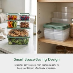 Carrotez 9.7 Cup Rectangular Food Storage Containers Lids Stackable Meal Prep