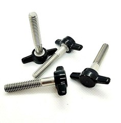 1/4-20 Thumb Screw T Bolts with Black Butterfly Plastic Tee Wing Knob Stainless