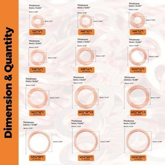 Organized Copper Metric Washers Set—325 Pieces in 10 Sizes for Efficient Use