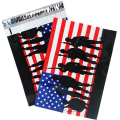 10×13″ Military Soldier Patriotic Flag Poly Mailers, Flat Shipping Envelope Bags