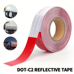 Conspicuity Tape DOT-C2 Approved Reflective Trailer Red White 2”x150’ -1 Roll