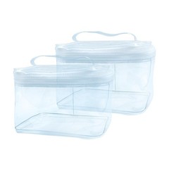 TotePrint 2PCS Clear Handle Zipper Cosmetic Bag and 2 Pcs Transparent