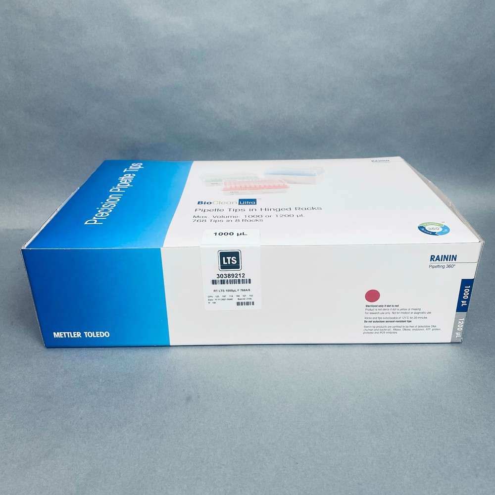 Rainin Pipette Tips RT LTS 1000 ul Case of 8 Racks of 96 Pipet Tips Each