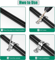 Durable 1/2″ Stainless Steel Pipe Clamps Set – 40pcs with 20 Installation Screws