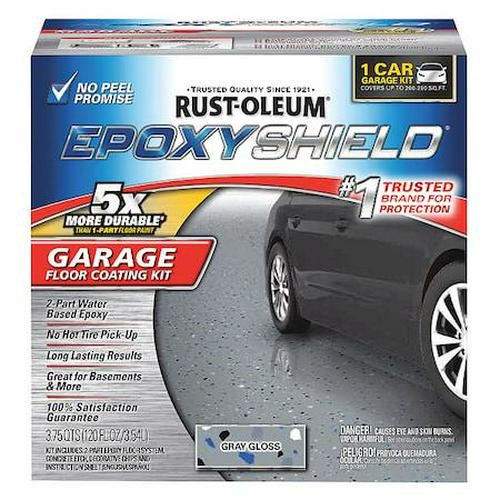 RustOleum Garage Floor Epoxy Kit Gray 120oz Gloss Concrete Paint Indoor 250sqft