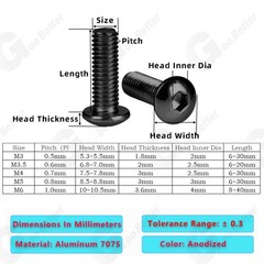 M3 M4 M5 M6 Aluminum Dome Head Socket Button Screws Hex Allen Bolts Coloured