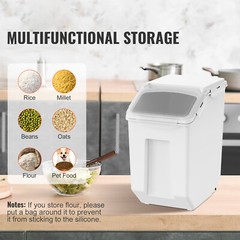VEVOR 2x15L Ingredient Storage Bin Dog Pet Food Storage Container On Wheel w/Cup