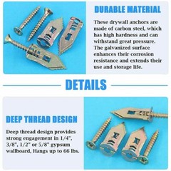 50/100PCS Self Drilling Drywall Anchors Screws Hollow Wall Anchor Expansion Kit