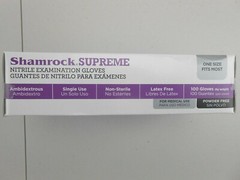 SHAMROCK SUPREME NITRILE POWDER-FREE EXAM GLOVES, 100 Gloves Each Box ONE SZ