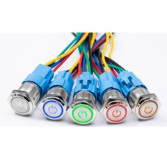 16mm 12V LED ON OFF Waterproof Stainless Steel Latching Push Button Power Switch