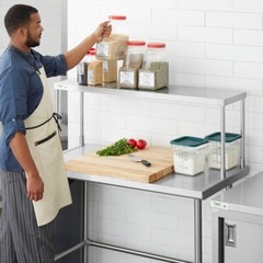 12″W x 48″D x 19″H Stainless Steel Single Deck Overshelf For Work Prep Tables
