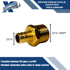 10) 1/2 PEX X 1/2″ MALE NPT THREADED ADAPTER PEX B CRIMP FITTING LEAD FREE BRASS