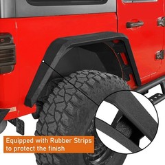 2018-2026 Jeep Wrangler JL Rear Steel Flat Fender Flares Textured Black 2PCS
