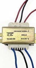 Transformer Center Tap 110/220VAC to 18V AC 9V-0-9V AC, 500mA (0.5A), TMC USA