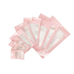 Food-Safe Pink/Silver Mylar Zipper Pouch for Chocolate/Rainbow Sprinkles Product