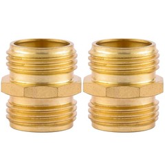 2 Pack 3/4 Inch Brass Garden Hose Adapter Male to Double Male(2 Pack),