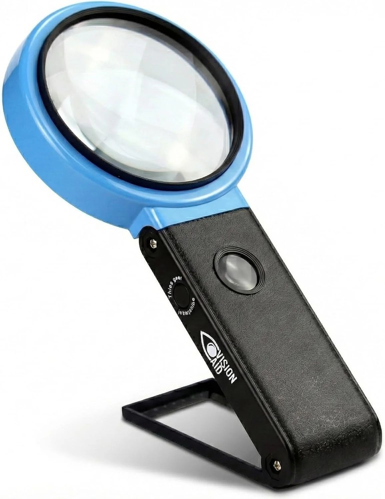 VisionAid 30X 10X Hands-Free Magnifying Glass with Stand, LED Lights, Loupe Hand
