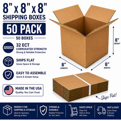 8x8x8 Shipping Boxes 32 ECT Corrugated Cardboard Mailing Boxes 50 Pack
