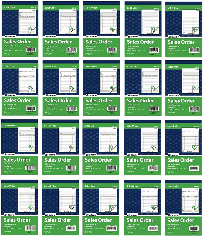 Adams Carbonless Sales Order Book 50 Sets 2 Part with Receipt Numbers