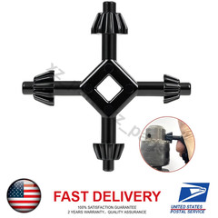 Black Drill Chuck Key Wrench 4 Way Hand Key Tool For Tighten Drills 3/8″ 1/2″