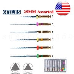 6pcs Dental Endo treatment Root Canal Engine Hand Use NiTi Rotary Files 25MM