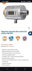 IFM Efector SM7001 Magnetic-Inductive Flow Meter, 0.06 to 13.20 GSM