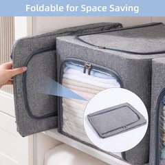GuliPostan 3 Pack 31L Stackable Clothes Storage Bins with Metal Frame Handles…
