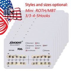 10 Packs Dental Orthodontic Brackets Braces Mini Roth MBT Slot.022 3-4-5 Hooks S