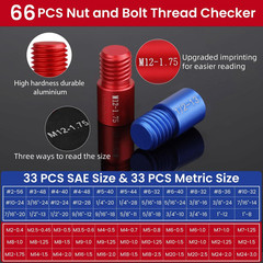 Thread Checker, 66Pcs Nut and Bolt Thread Checker, 33 Inch & 33 Metric Box Set