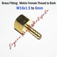 Metric Female Thread M16 M16x1.5 Barb 6mm 1/4″ in Adapter Hose Fitting Connector