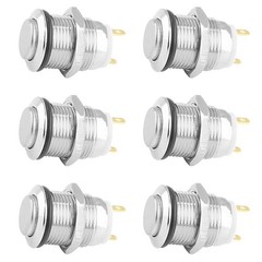 Zorfeter 6 Pcs 12mm Momentary Push Button Switch 2 (1/2 inch), Silver