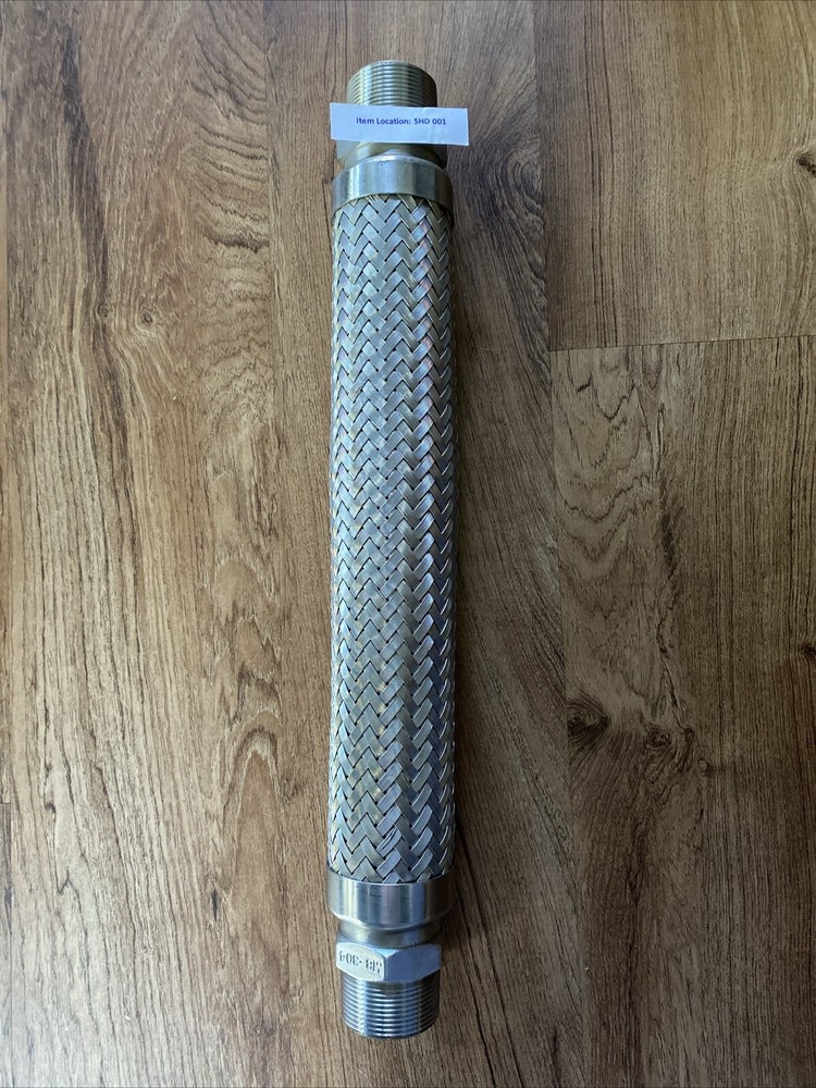 METAL Flexible HOSE 14″ (18″ over-all length) MB-304, 1-1/2″ Male threaded Hex