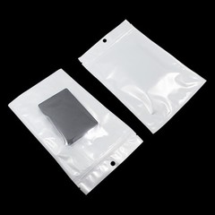 100X For Zip White Clear Plastic Lock Bag Hang Hole Packaging Pouches Accessory
