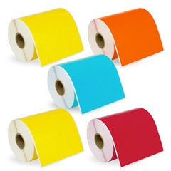 DYMO 1744907 COLOR 4XL 4×6 – 5 Rolls – 2 each: YELLOW ; 1 each: BLUE RED ORANGE