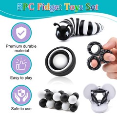 Fidget Toys Adults Pack, 5PC Sensory Set Easter Normal, Black & White