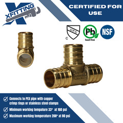 25 Pcs. 3/4″ x 3/4″ x 3/4″ Pex Tee, 3/4 Inch Pex Tee, Lead Free Brass 23-2-3=25