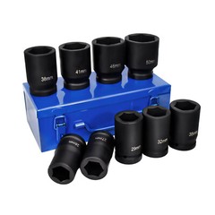 9PC 1″ ONE INCH DRIVE DR DEEP BIG SIZE AIR BLACK IMPACT SOCKET WRENCH TOOL SET