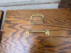 Vintage Industrial Mission Style Oak Wood Filing File Cabinet 2 Drawer Brass K35