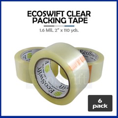 6 ROLLS EcoSwift Carton Box Sealing Packaging Packing Tape 1.6mil 2″ x 330 feet