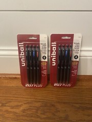 Uniball 207 Plus+ Retractable Gel Pens 0.7mm Med Assorted Ink Black Blue Lot 8