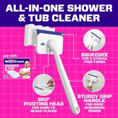 Mr. Clean Magic Eraser Shower & Tub Scrubber, 1 Device + 2 Refills, White