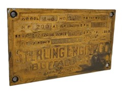 VTG Sterling Engine Co Buffalo New York Brass Tag Engine ID Name Plate Plaque