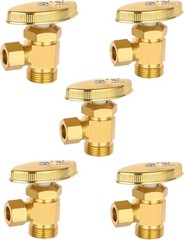 Brushed Brass 2 Pack Angle Stop Valve, 1/2″ Nominal Compression x 3/8″ OD