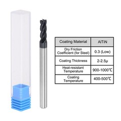 3.5mm Dia 4mm Shank HRC45 Carbide AlTiN Coated 4 Flute Square Nose End Mill 2pcs