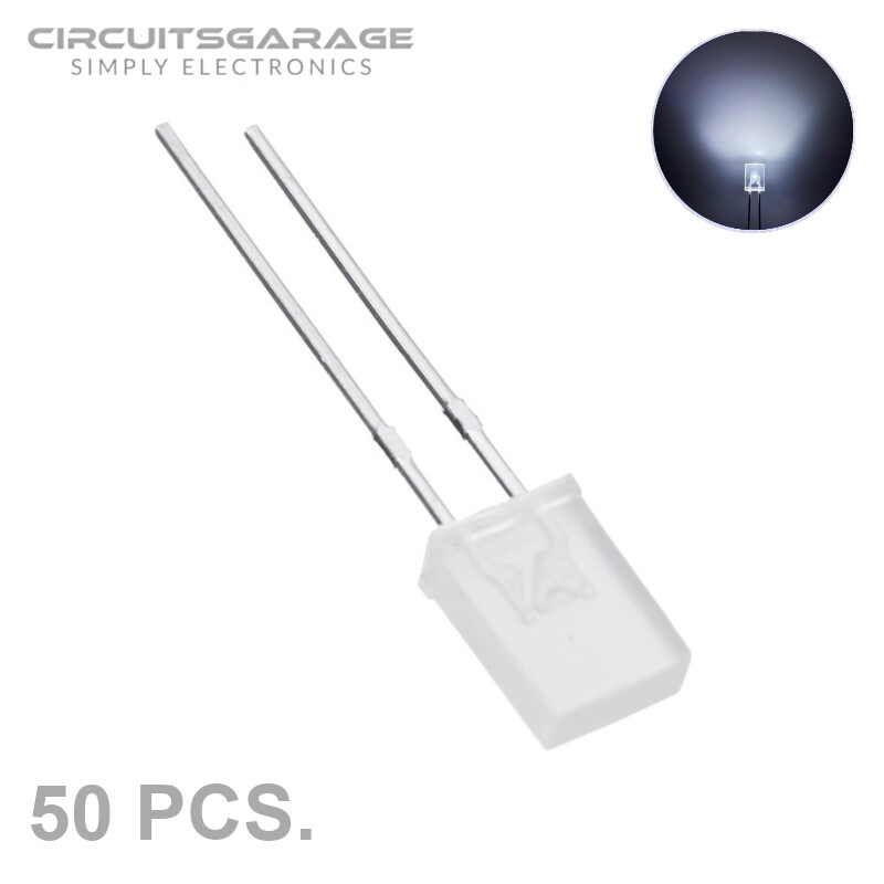 50 X 2x5x7 mm Ultra Bright Water Clear White Rectangle LED Light Emitting Diode